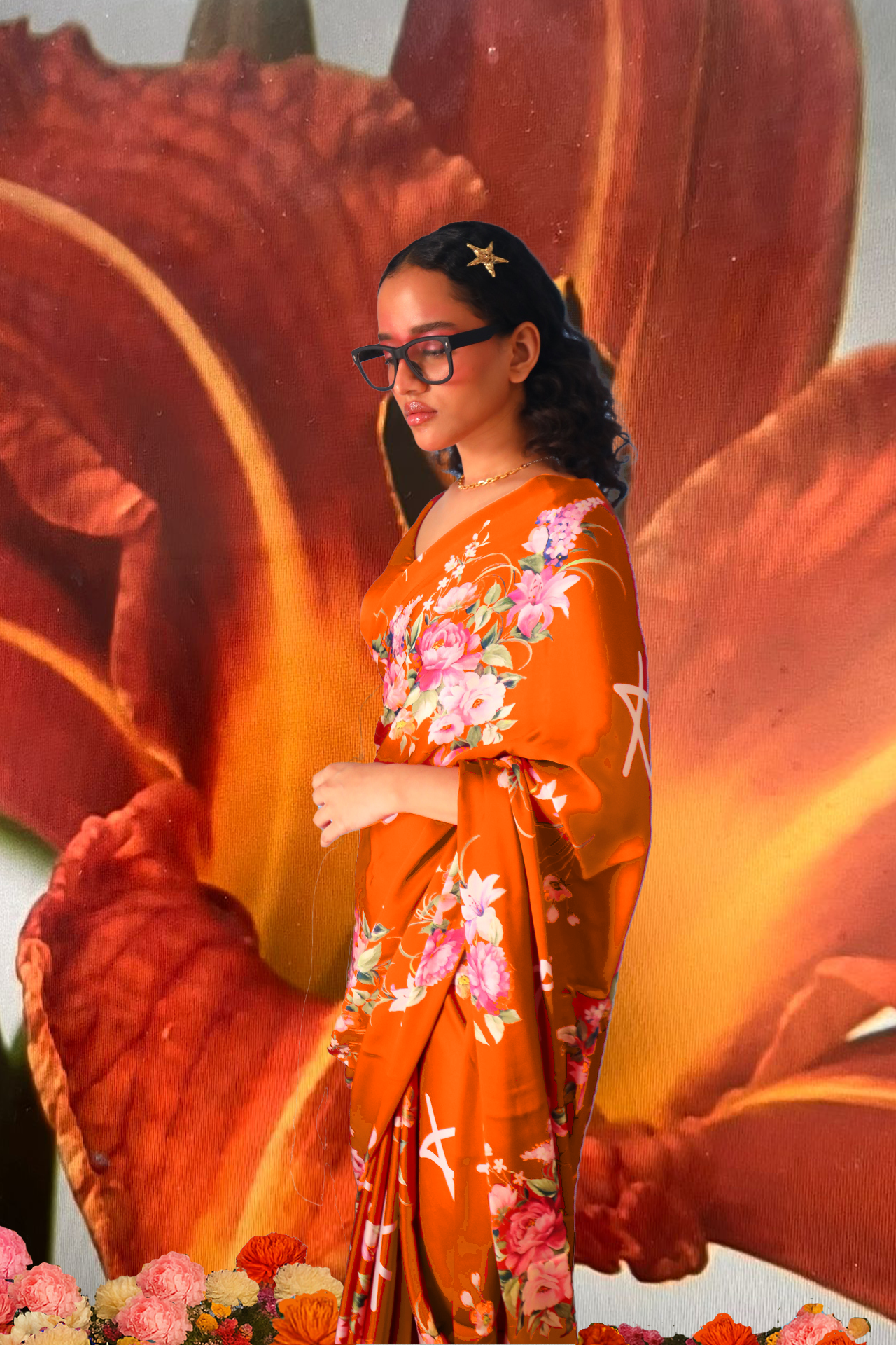 KSARGOTH Saree - orange