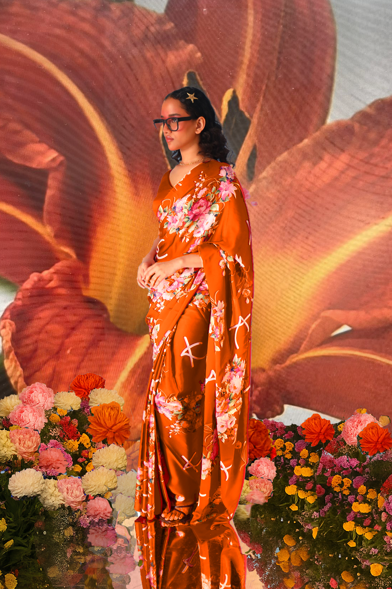 KSARGOTH Saree - orange