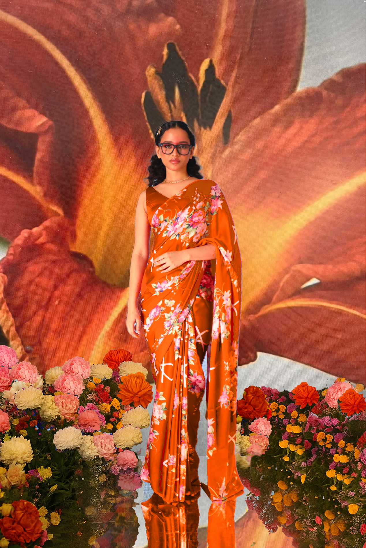 KSARGOTH Saree - orange
